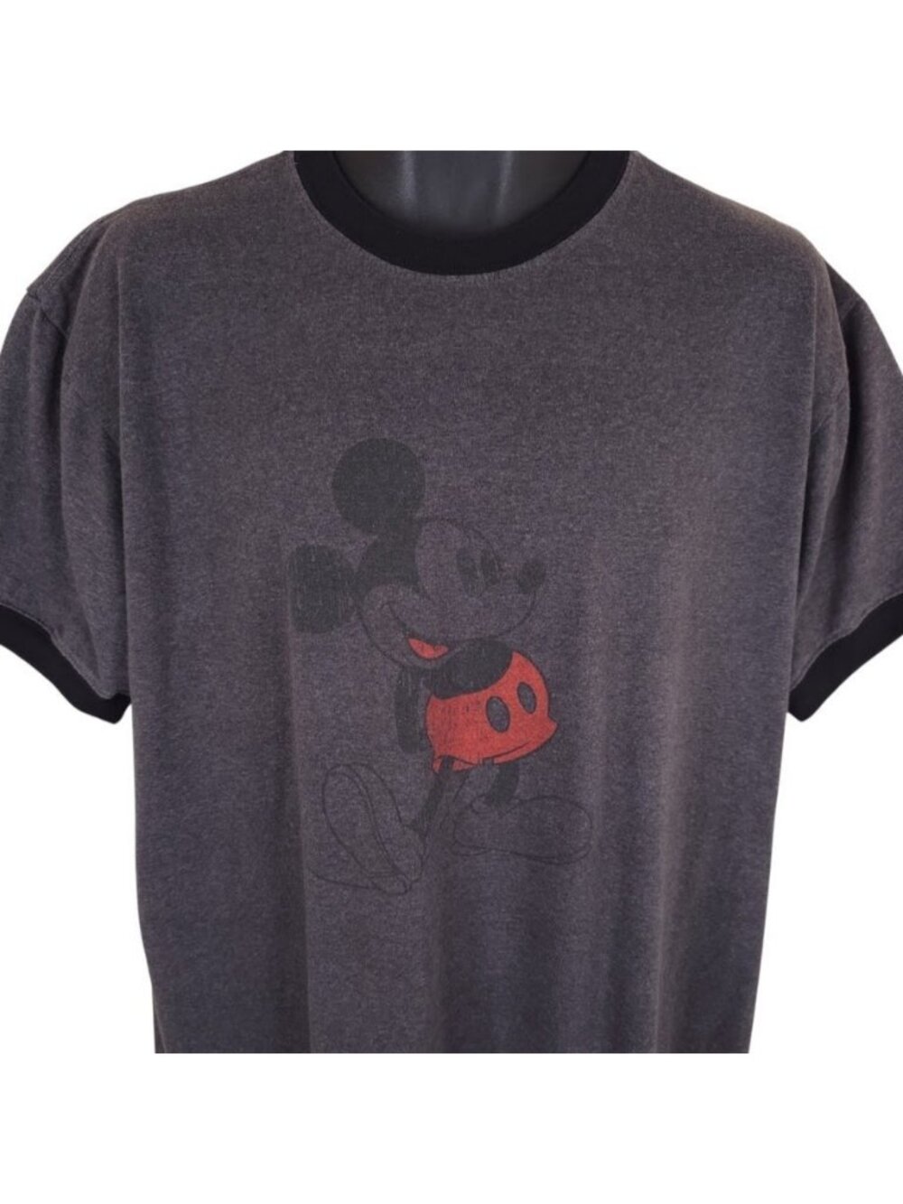 Vintage Mickey Mouse T Shirt Mens Size 2XL Gray Y2K Disneyland Ringer Tee